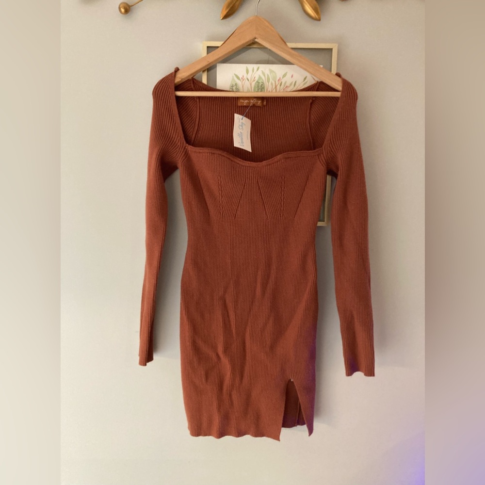 NWT szL Vanilla Sky rust sweater dress